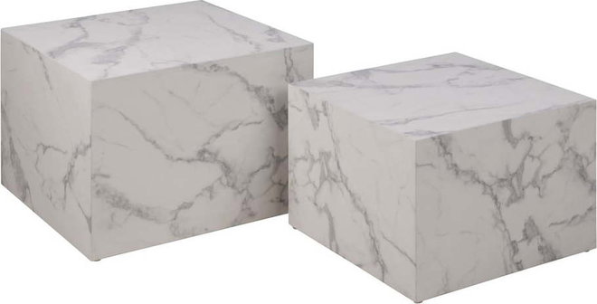 Bílé konferenční stolky v dekoru mramoru v sadě 2 ks 58x58 cm Dice – Actona