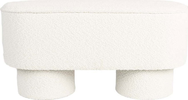 Bílá lavice z textilie bouclé Marcos – White Label