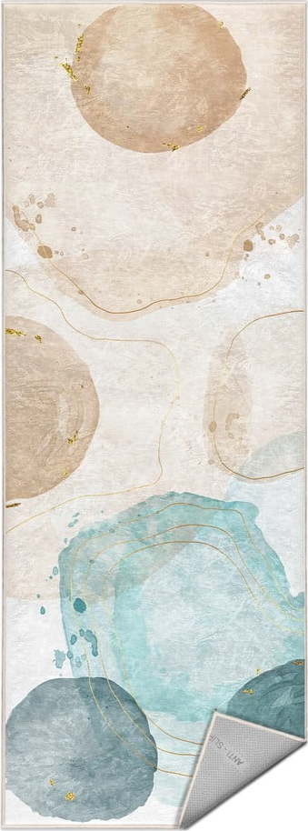 Krémovo-tyrkysový pratelný běhoun 80x200 cm Puddle – Mila Home