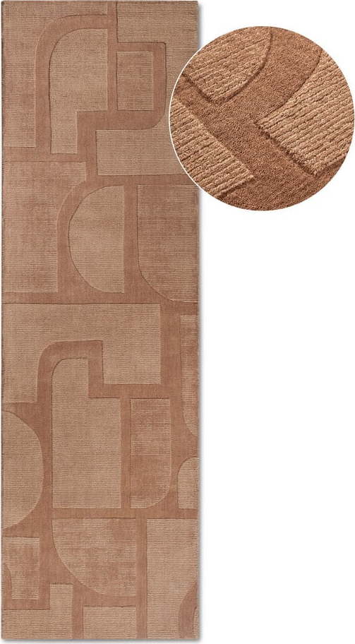 Hnědý ručně tkaný vlněný běhoun 80x250 cm Alexis – Villeroy&Boch