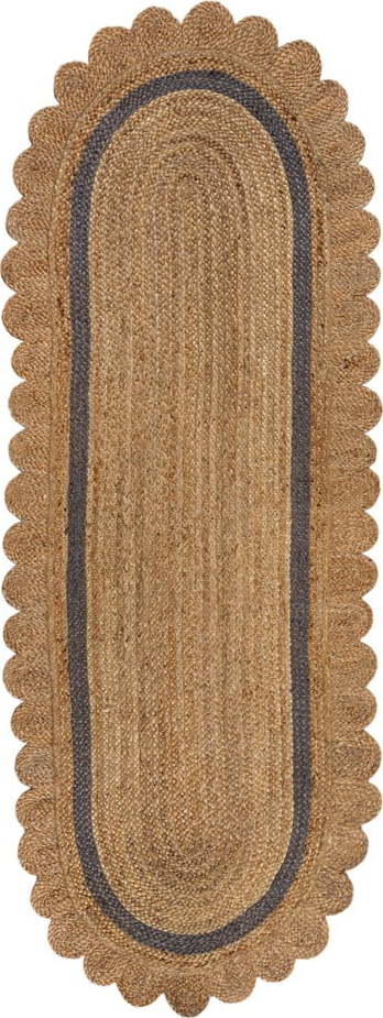 Šedý/v přírodní barvě ručně tkaný jutový běhoun 80x230 cm Grace Grey – Flair Rugs