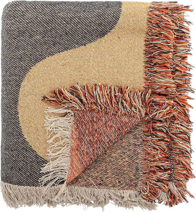 Hnědá deka z recyklované bavlny 130x160 cm Arni – Bloomingville