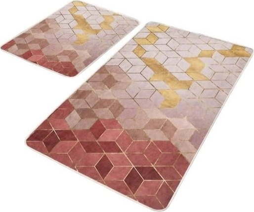 Růžové sametové koupelnové předložky v sadě 2 ks 60x100 cm – Mila Home