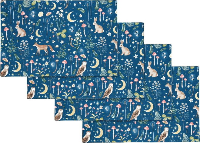 Bavlněná prostírání v sadě 4 ks 30x46 cm Enchanted Twilight Animals – Catherine Lansfield