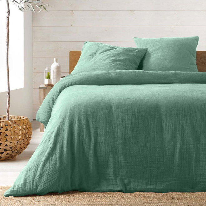 Světle zelené mušelínové povlečení na dvoulůžko/prodloužené 240x220 cm Angelia – douceur d'intérieur