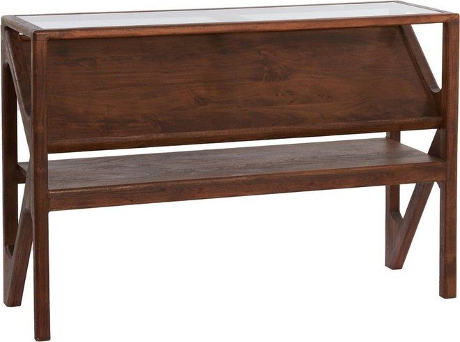Konzolový stolek se skleněnou deskou v přírodní barvě 41x119 cm Yuki – Light & Living