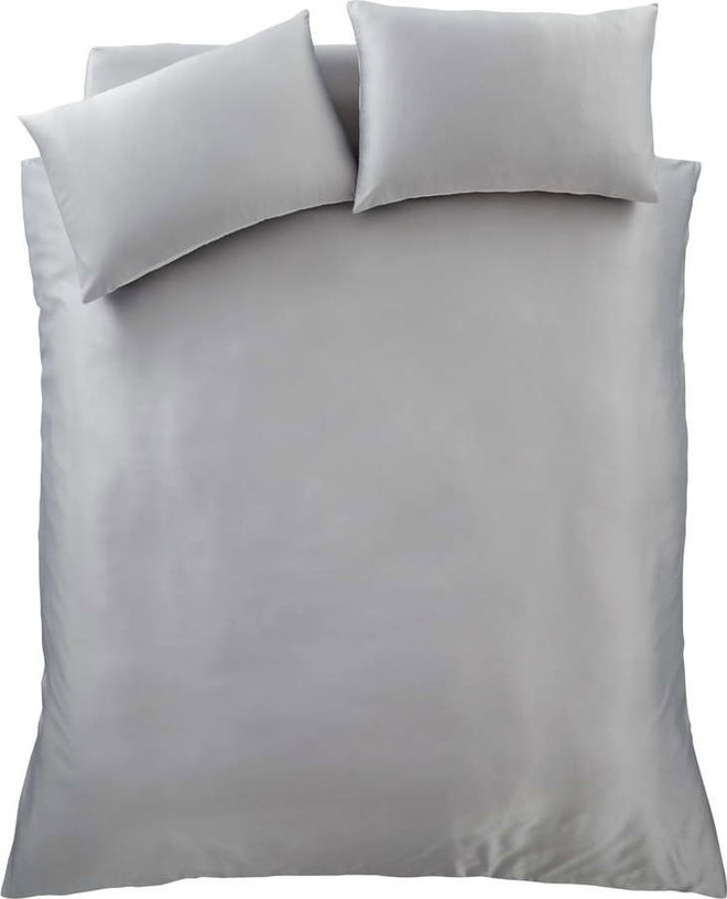 Šedé saténové povlečení na dvoulůžko/prodloužené 230x220 cm Silky Soft – Catherine Lansfield