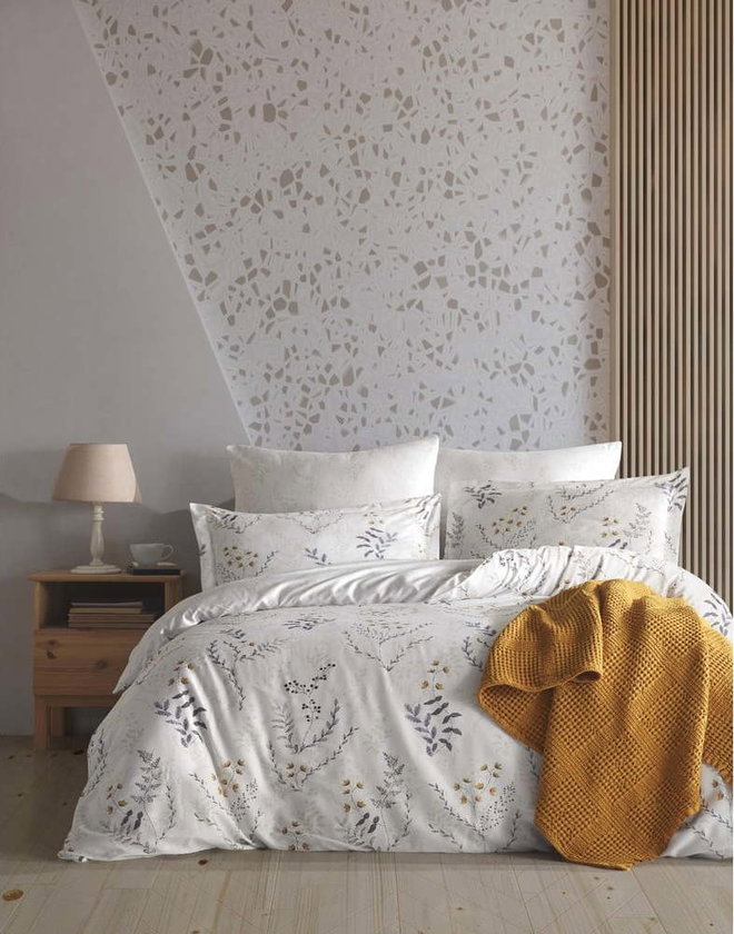 Béžové povlečení na jednolůžko z bavlny Renforcé 140x200 cm Soft Floral – Mila Home Luxury