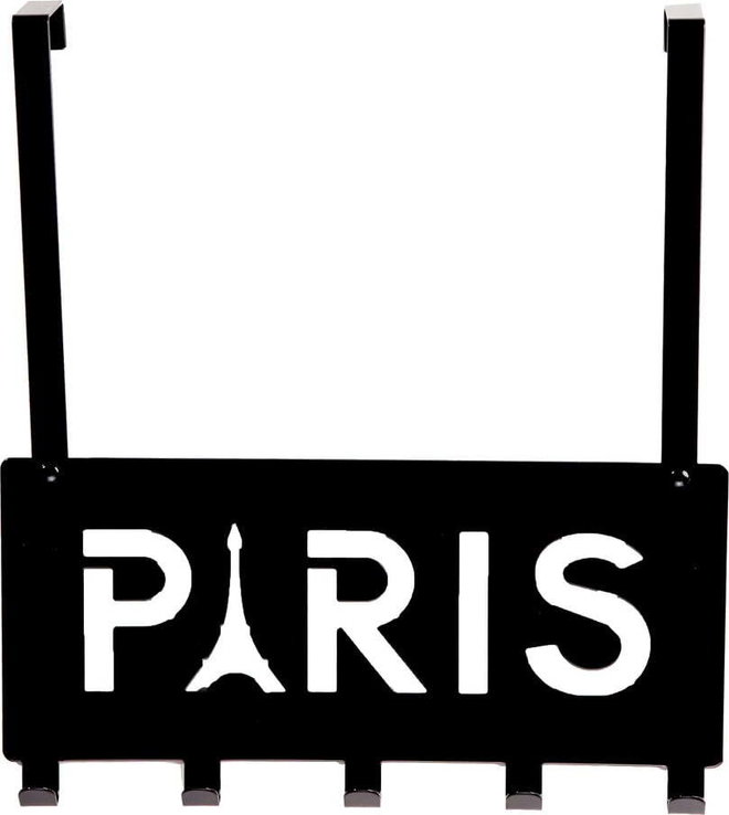 Černý kovový věšák na dveře 30 cm Paris – Compactor