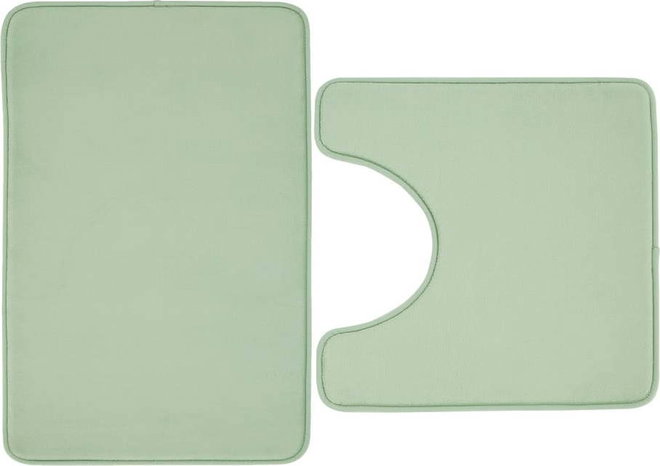 Světle zelené WC koupelnové předložky z paměťové pěny v sadě 2 ks 50x80 cm Anti-Bacterial – Catherine Lansfield