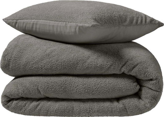 Antracitové povlečení na dvoulůžko/prodloužené z mikroplyše 240x220 cm Helena – douceur d'intérieur