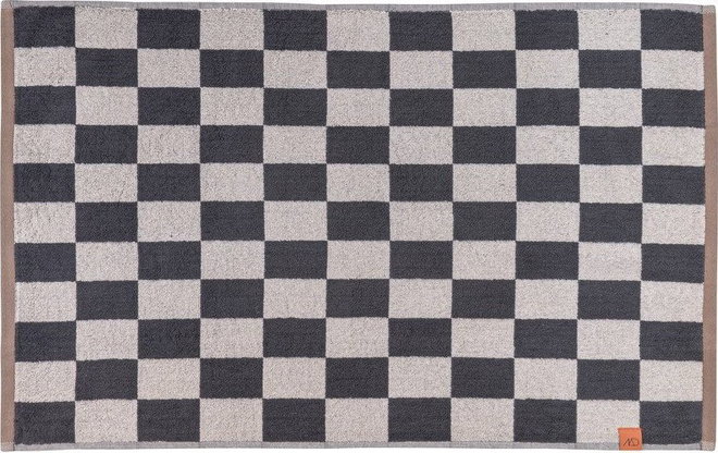 Antracitová/béžová koupelnová předložka do sprchy z bio bavlny 50x80 cm Retro – Mette Ditmer Denmark