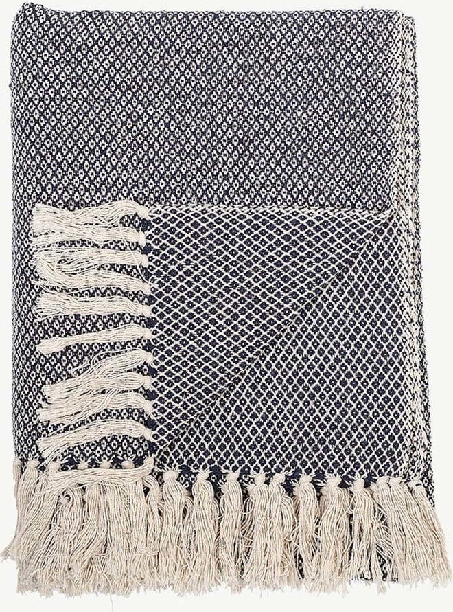 Modrá deka Bloomingville Throw, 130 x 160 cm