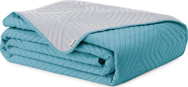 Modrý/světle šedý prošívaný přehoz z mikrovlákna 220x240 cm Softa – Restilo