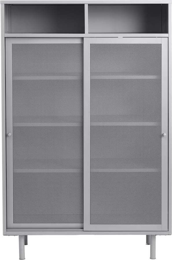 Šedá kovová skříňka s posuvnými dveřmi 90x140x40 cm Veep – Unique Furniture