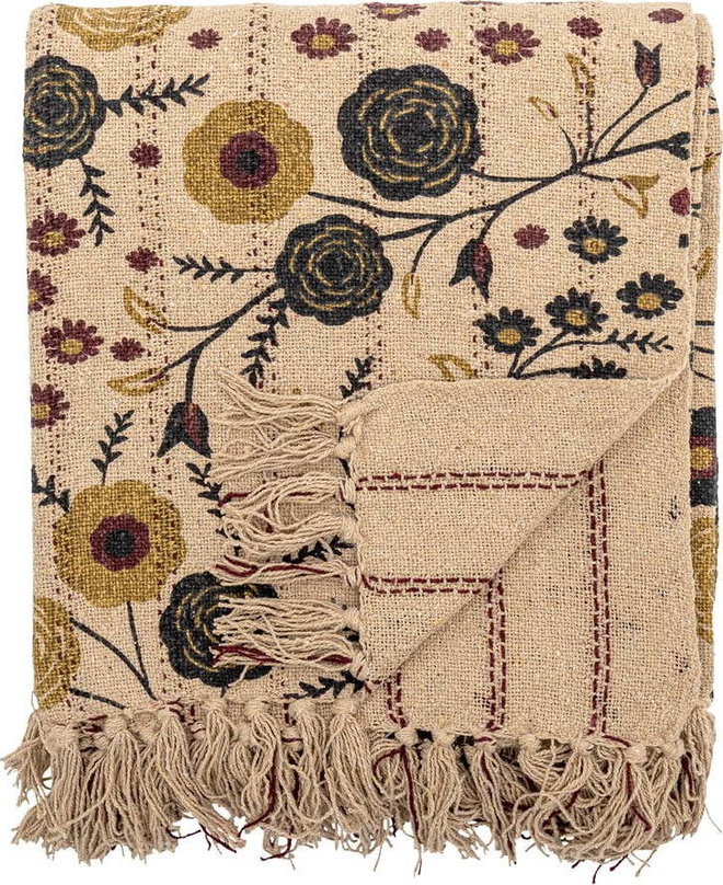 Hnědá deka z recyklované bavlny 130x160 cm Eydis – Bloomingville