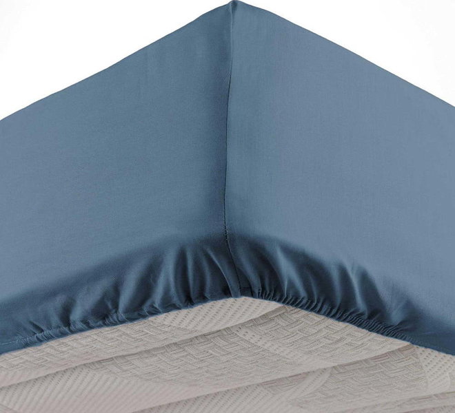 Modré napínací prostěradlo z mikrovlákna 90x190 cm Oscar – douceur d'intérieur