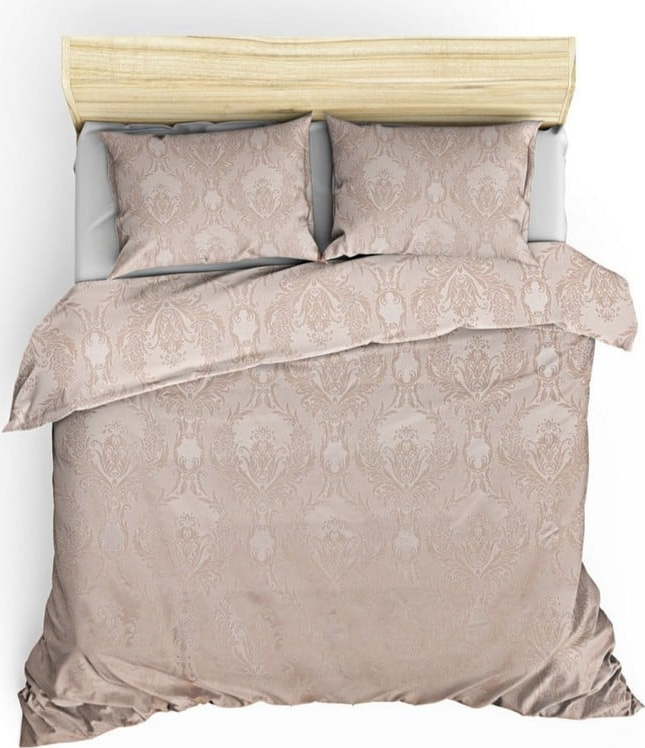 Béžový damaškový set přehozu a povlaků na polštář 240x260 cm Beste – Mijolnir
