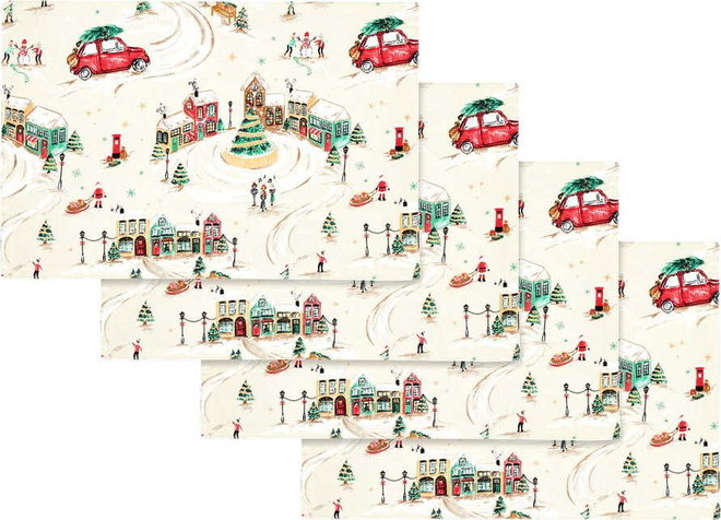 Bavlněná prostírání v sadě 4 ks 30x46 cm Christmas Town – Catherine Lansfield