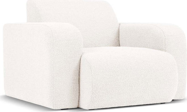 Bílé křeslo z textilie bouclé Molino – Micadoni Home