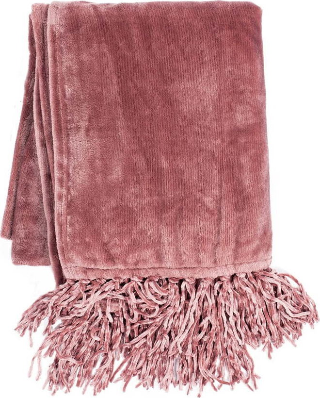 Růžový pléd Tiseco Home Studio Flanelo, 170 x 130 cm