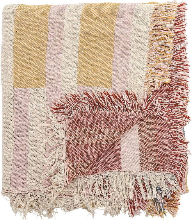 Hnědá deka z recyklované bavlny 130x160 cm Lane – Bloomingville