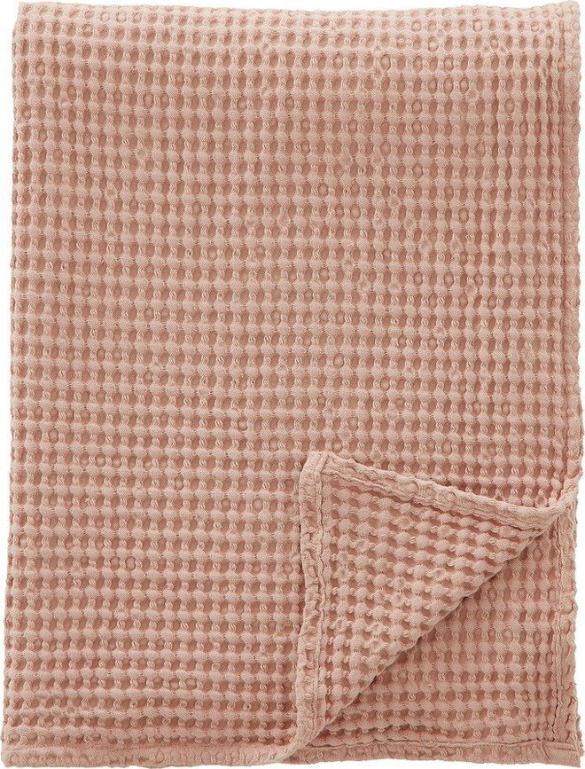 Starorůžová bavlněná deka 150x200 cm Jaipur Chunky Waffle – Pineapple Elephant