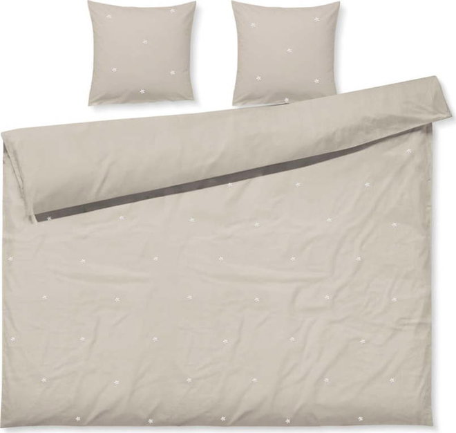 Béžové povlečení na dvoulůžko/prodloužené z bavlněného perkálu 200x220 cm Daisy – JUNA
