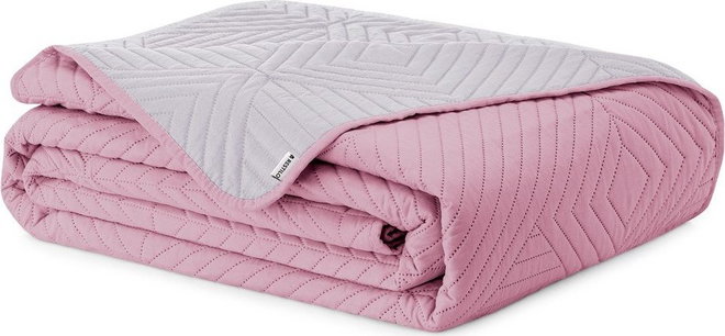 Růžový/světle šedý prošívaný přehoz z mikrovlákna 240x260 cm Softa – Restilo