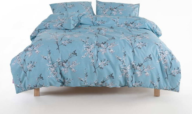 Modré povlečení na jednolůžko z bavlny Renforcé 140x200 cm Blue Floral – Mila Home Luxury