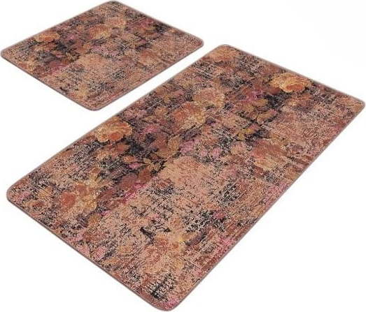 Hnědé sametové koupelnové předložky v sadě 2 ks 60x100 cm – Mila Home