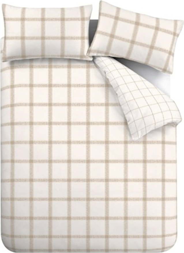 Béžové bavlněné povlečení na dvoulůžko 200x200 cm Oxton Check – Bianca