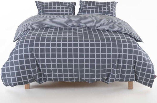 Šedé povlečení na dvoulůžko/prodloužené z bavlny Renforcé 240x220 cm Linear Calm Geometric – Mila Home Luxury