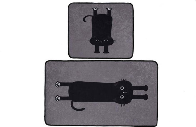 Černo-šedé koupelnové předložky v sadě 2 ks 60x100 cm Comfort – Foutastic