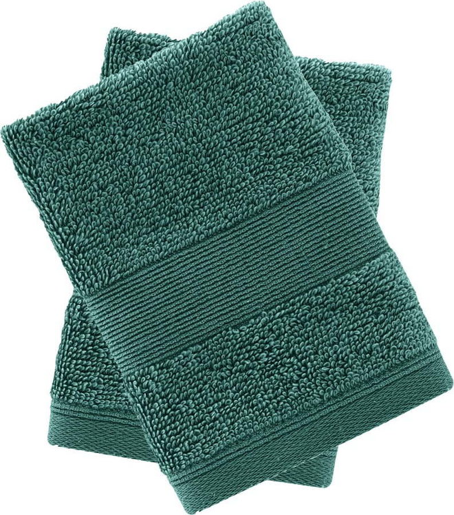 Tmavě zelené froté bavlněné ručníky v sadě 2 ks 30x30 cm Anti-Bacterial – Catherine Lansfield
