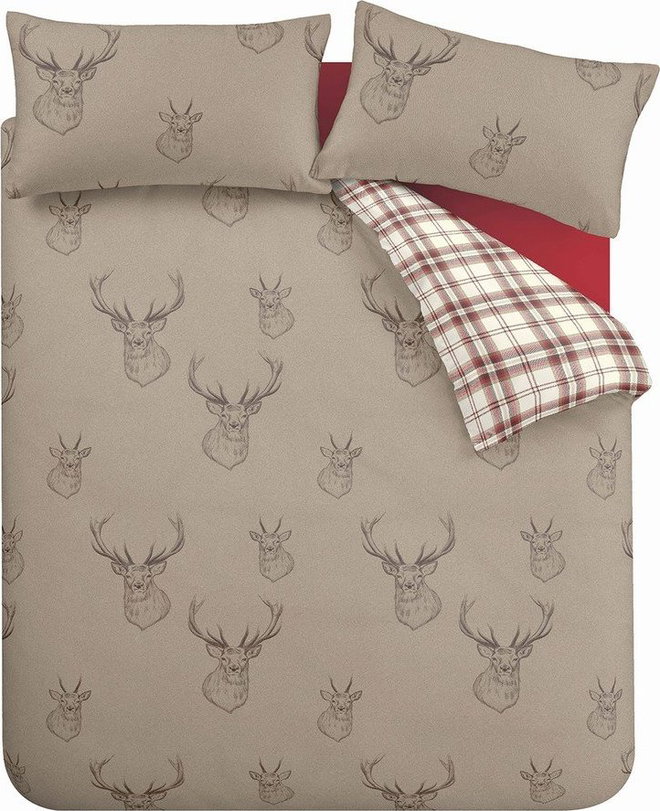 Béžové 3dílné povlečení na dvoulůžko/prodloužené 230x220 cm Stag – Catherine Lansfield