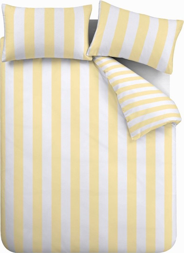 Žluté 3dílné povlečení na dvoulůžko 200x200 cm Cove Stripe – Catherine Lansfield