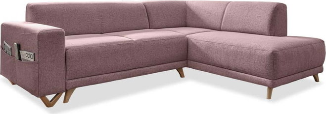 Růžová rozkládací/s úložným prostorem rohová pohovka (pravý roh/do L) Classy Sophie – Miuform