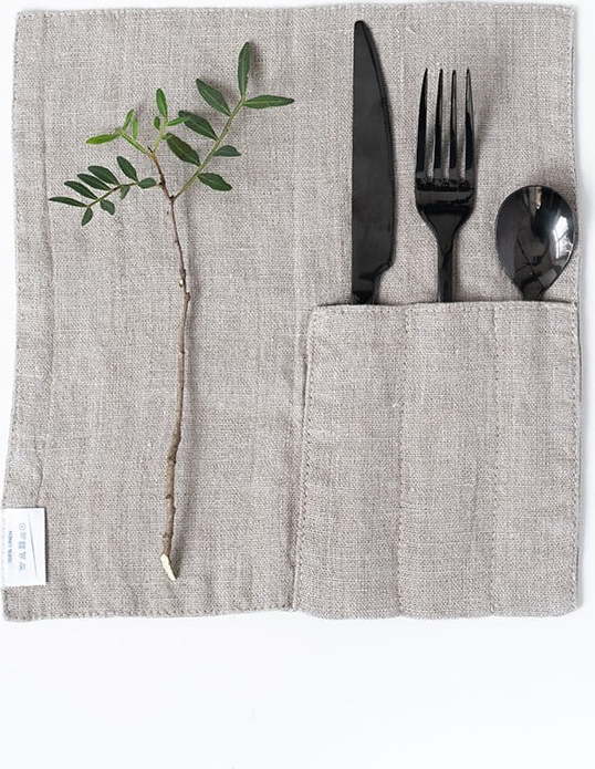Lněná kapsa na příbor 2 ks 23x23 cm Natural – Linen Tales