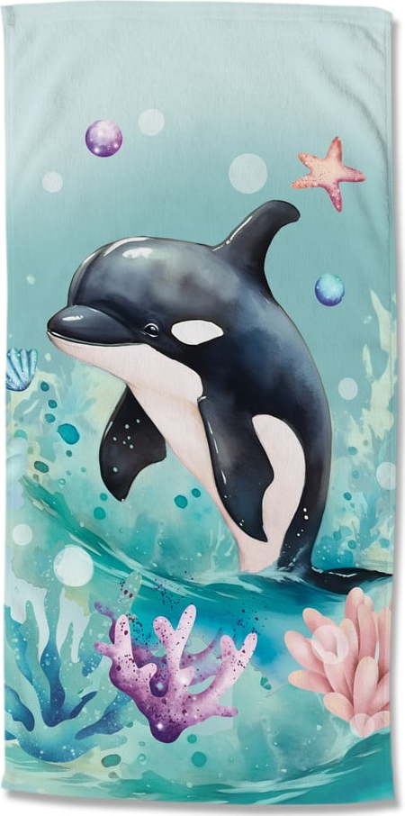 Modrá dětská sametová plážová osuška 75x150 cm Splash – Good Morning