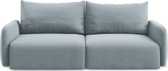 Modrá sametová rozkládací/s úložným prostorem pohovka 238 cm Kalena – Makamii