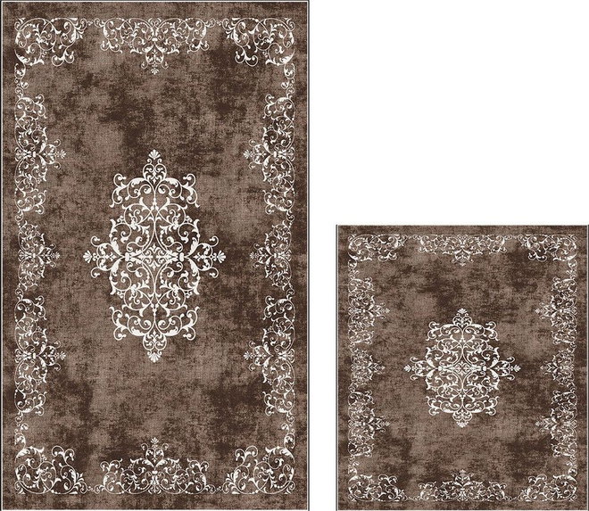 Hnědé koupelnové předložky v sadě 2 ks 60x100 cm – Foutastic