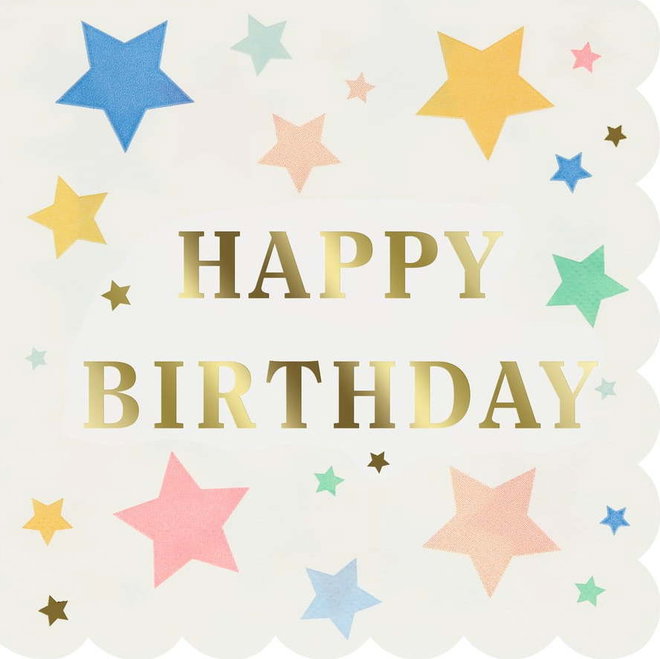 Papírové ubrousky v sadě 16 ks Happy Birthday – Meri Meri