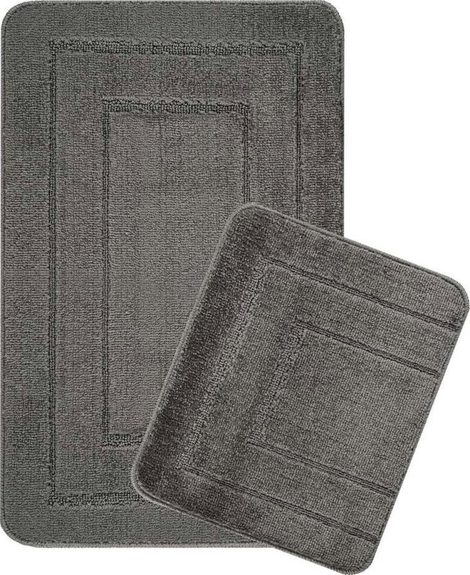 Antracitové koupelnové předložky v sadě 2 ks 50x80 cm Cerceve – Foutastic
