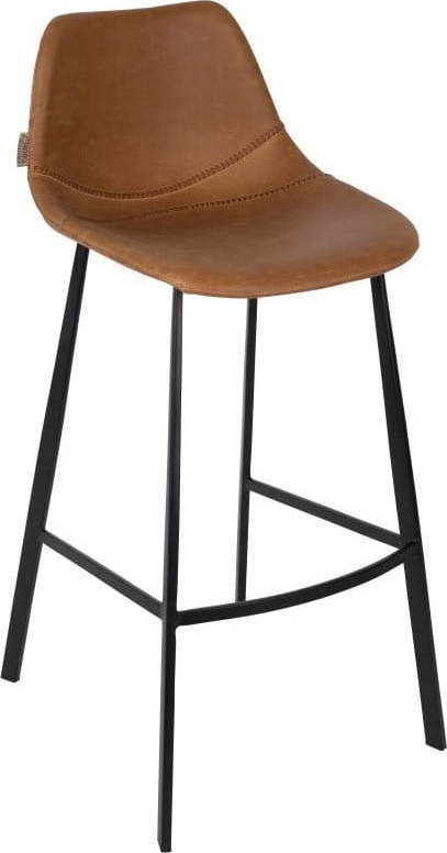 Hnědé čalouněné barové židle v sadě 2 ks (výška sedáku 80 cm) Franky – Dutchbone