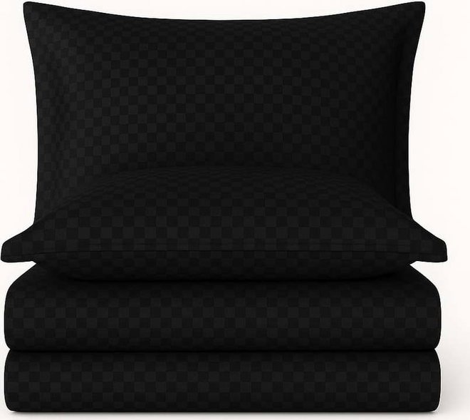 Černé povlečení na dvoulůžko/prodloužené z bavlny Renforcé 240x220 cm Checkered – Mila Home Luxury