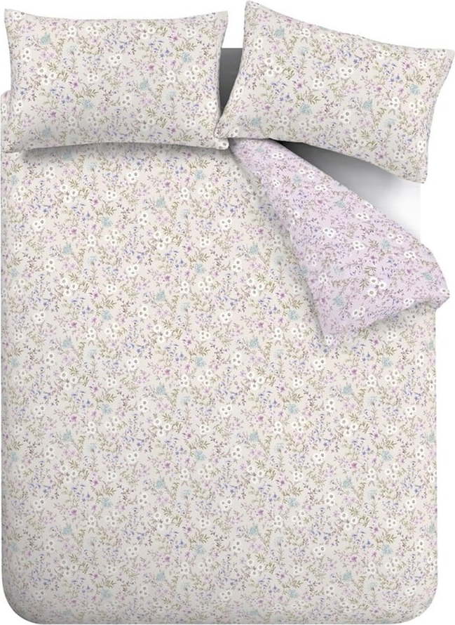 Bavlněné povlečení na dvoulůžko v levandulové a béžové barvě 200x200 cm Ditsy Floral – Bianca