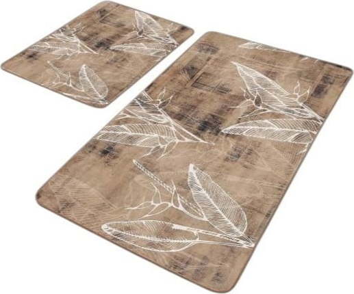 Hnědé sametové koupelnové předložky v sadě 2 ks 60x100 cm – Mila Home