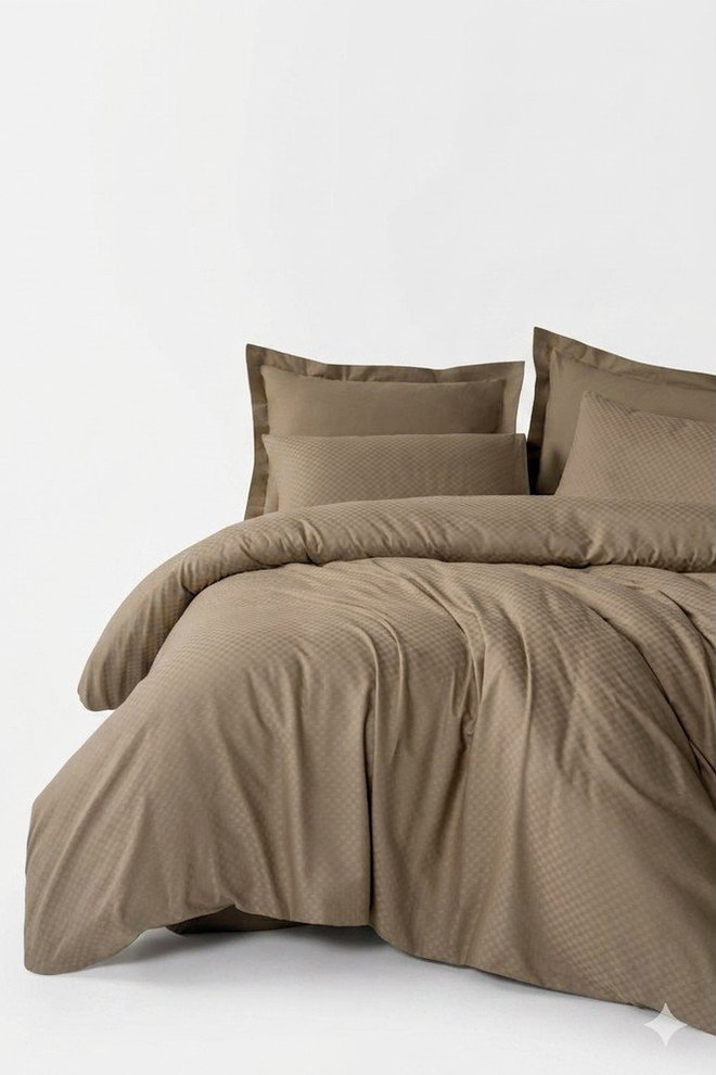 Hnědé povlečení na dvoulůžko/prodloužené z bavlny Renforcé 240x220 cm Checkered – Mila Home Luxury