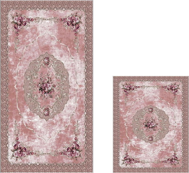 Růžové koupelnové předložky v sadě 2 ks 60x100 cm – Foutastic